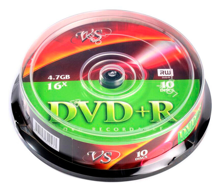 Диски VS DVD+R 4.7 GB 16x Cake Box 10 шт.