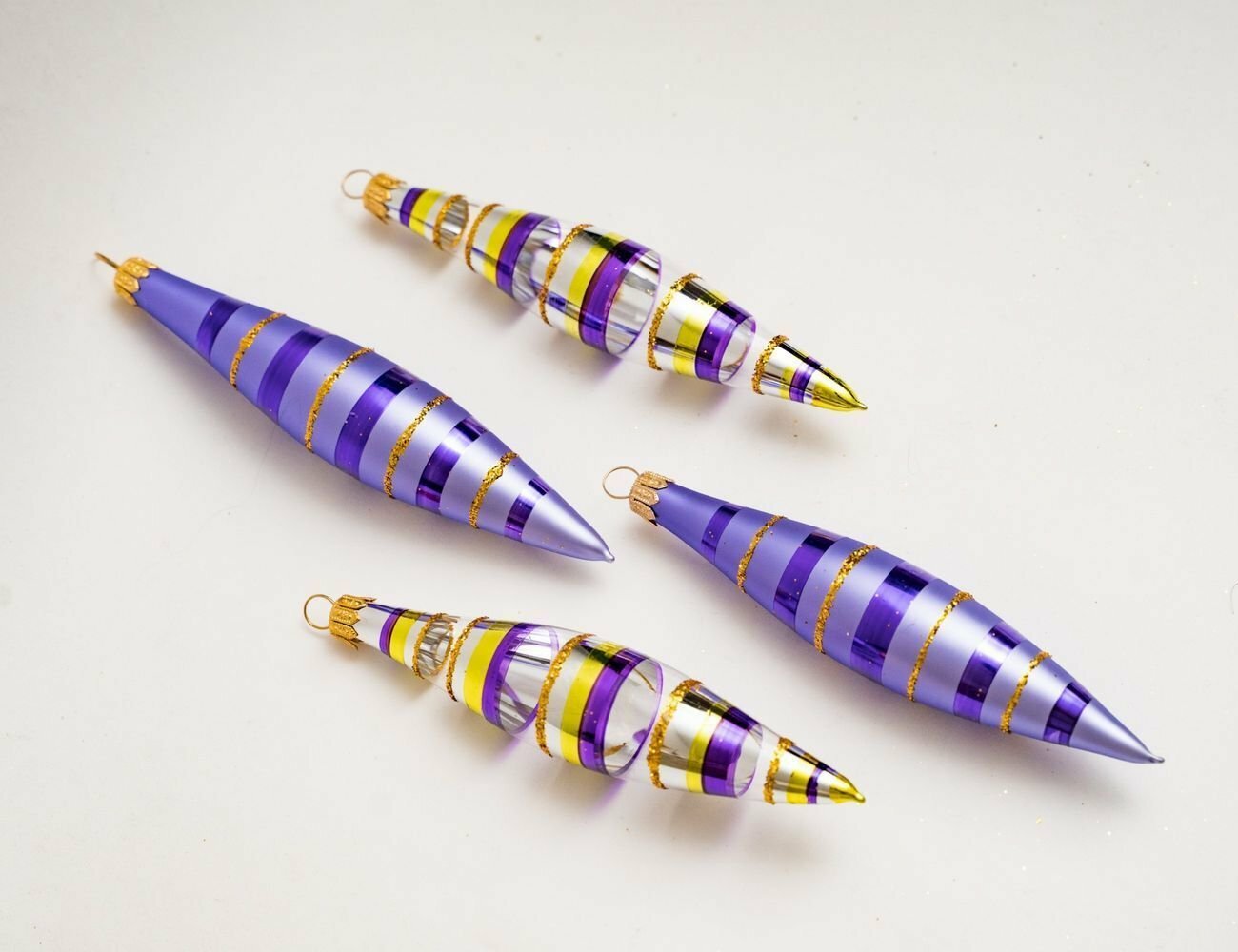 Набор сосулек маячок, радуга и фиолетовый, 13 см, 4 шт, Елочка С1646-2