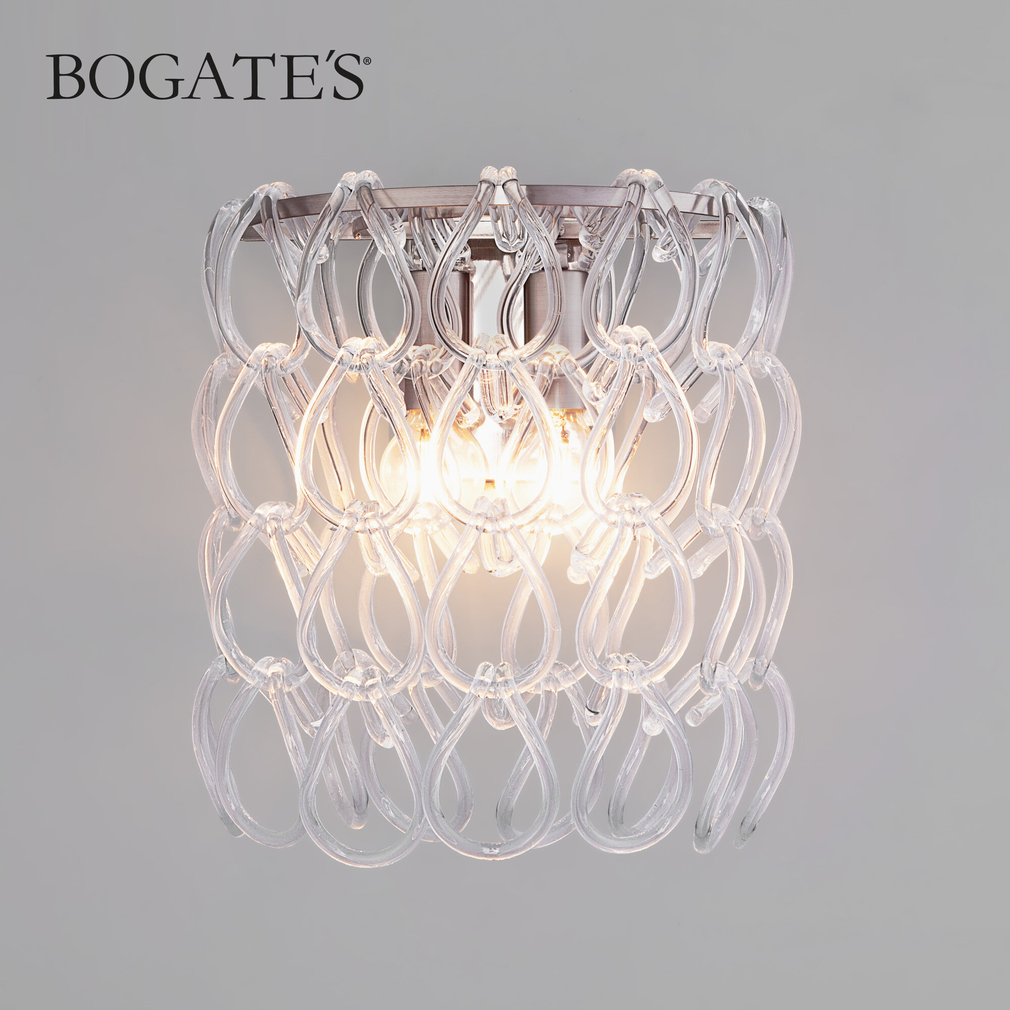 Бра   Настенный светильник Bogate s Cappio 380 2  E14  2 40 Вт  цвет никель прозрачный