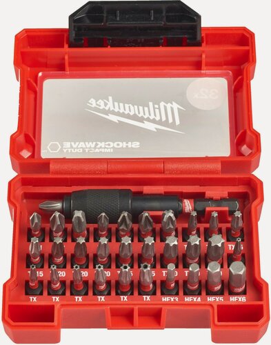 Изображение товара Набор бит Milwaukee Shockwave 32шт в пластиковом кейсе (4932464240)