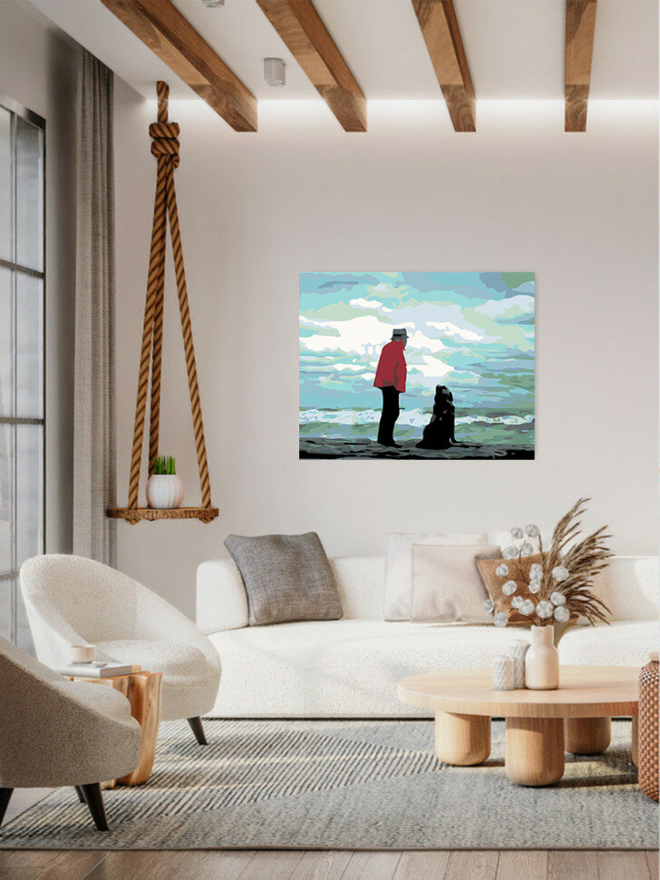 Картина по номерам "Мужчина с собакой" — фото 1