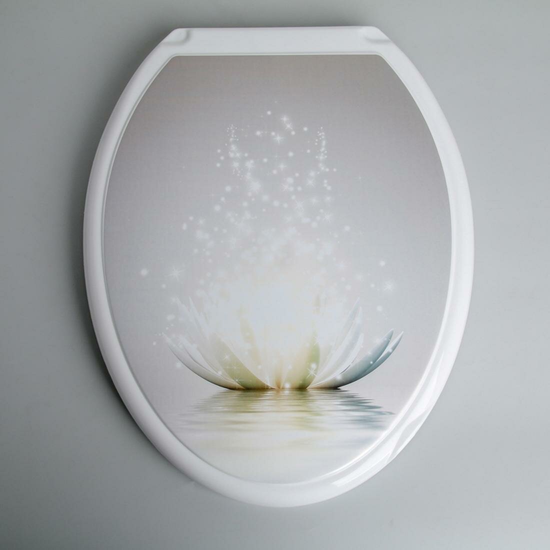 Сиденье для унитаза русспласт «Лотос» с крышкой овальное пластик белое