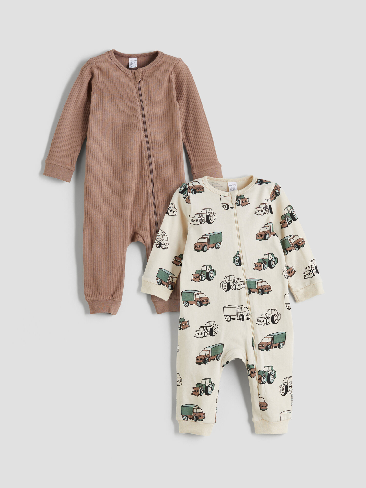 Комбинезон LC Waikiki открытая стопа комплект из 2 шт. размер 12-18 мес светло-коричневый