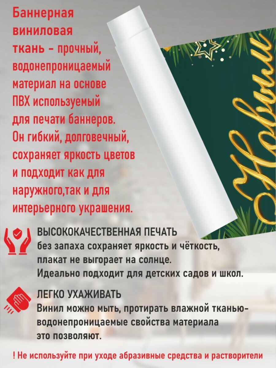 Новогодний баннер- плакат 50*150 см Плакат для украшения интерьера — фото 1