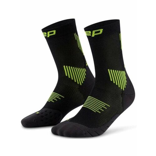 фото Носки cep core run socks, mid cut, 5.0, размер iii, черный,зеленый