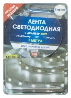 Светодиодная лента Feron 60SMD (5050) 12V 14.4W 3m CW LS606 27720 - фотография № 3