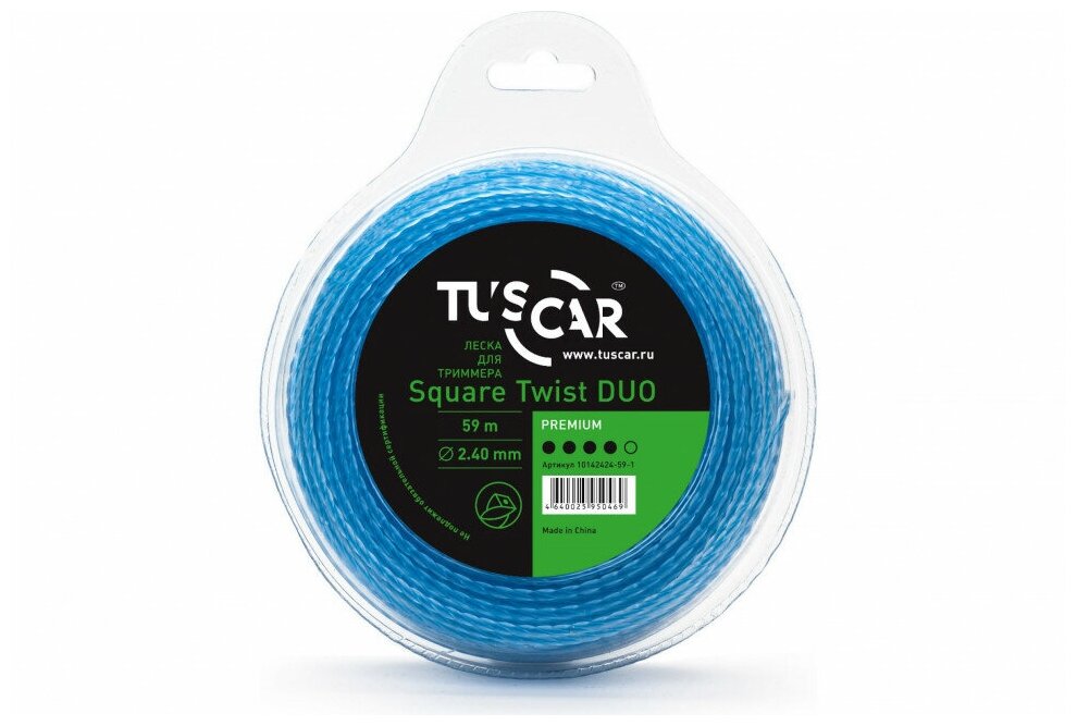 Леска для триммера TUSCAR Square Twist DUO Premium, 2.40мм* 59м - фотография № 3