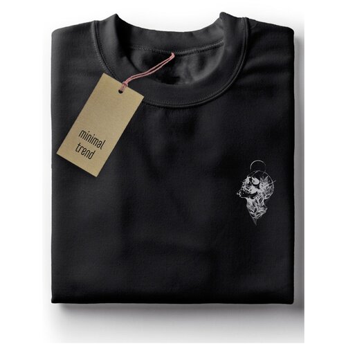 Женская футболка черная, minimal trend, белый на черном - 396