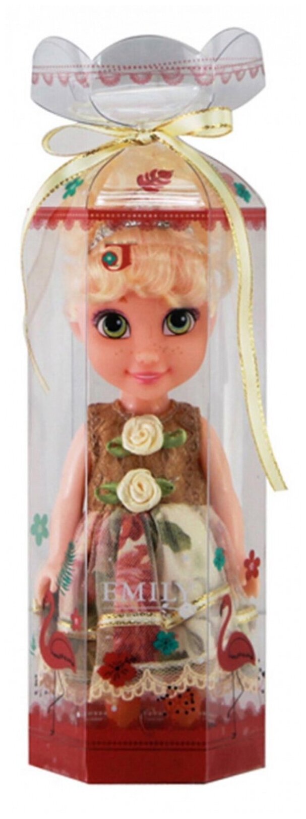 Кукла ABtoys Emily мини в прозрачной коробочке (блондинка, двухцветное платье), 16,5см QJ086D