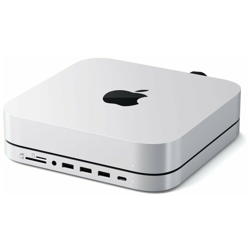 Адаптер-подставка Satechi для Mac mini с USB-C и отсеком для SSD (USB-C, 3 USB-A 3.0, SD, microSD, разъём 3,5 мм, M.2 SATA) Серебристый / Silver