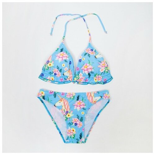 фото Купальник раздельный для девочки, цвет голубой, рост 122 rubi