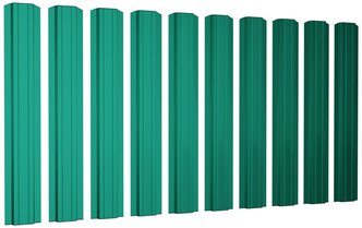 Штакетник металлический Практик (односторонний окрас, цвет зеленый мох, высота 1.7 м, ширина планки 12 см, 20 шт саморезы в комплекте)
