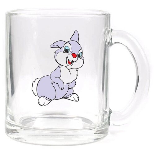 фото Стеклянная кружка прозрачная голубой зайчик drabs