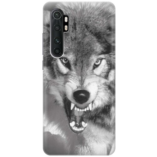 фото Ультратонкий силиконовый чехол-накладка для xiaomi mi note 10 lite с принтом "волчий оскал" gosso