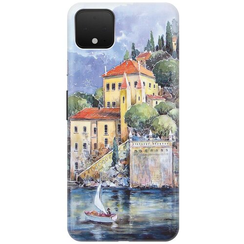 фото Ультратонкий силиконовый чехол-накладка для google pixel 4 с принтом "город у моря" gosso