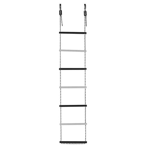 Детская веревочная лестница 7 перекладин (диаметр перекладин 25мм) (Белый-Черный) для шведской стенки, спортивного комплекса и турника