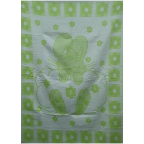 Одеяло 100% хлопок 100х140 рис. Зайка на облаке (салатовое) 5-5