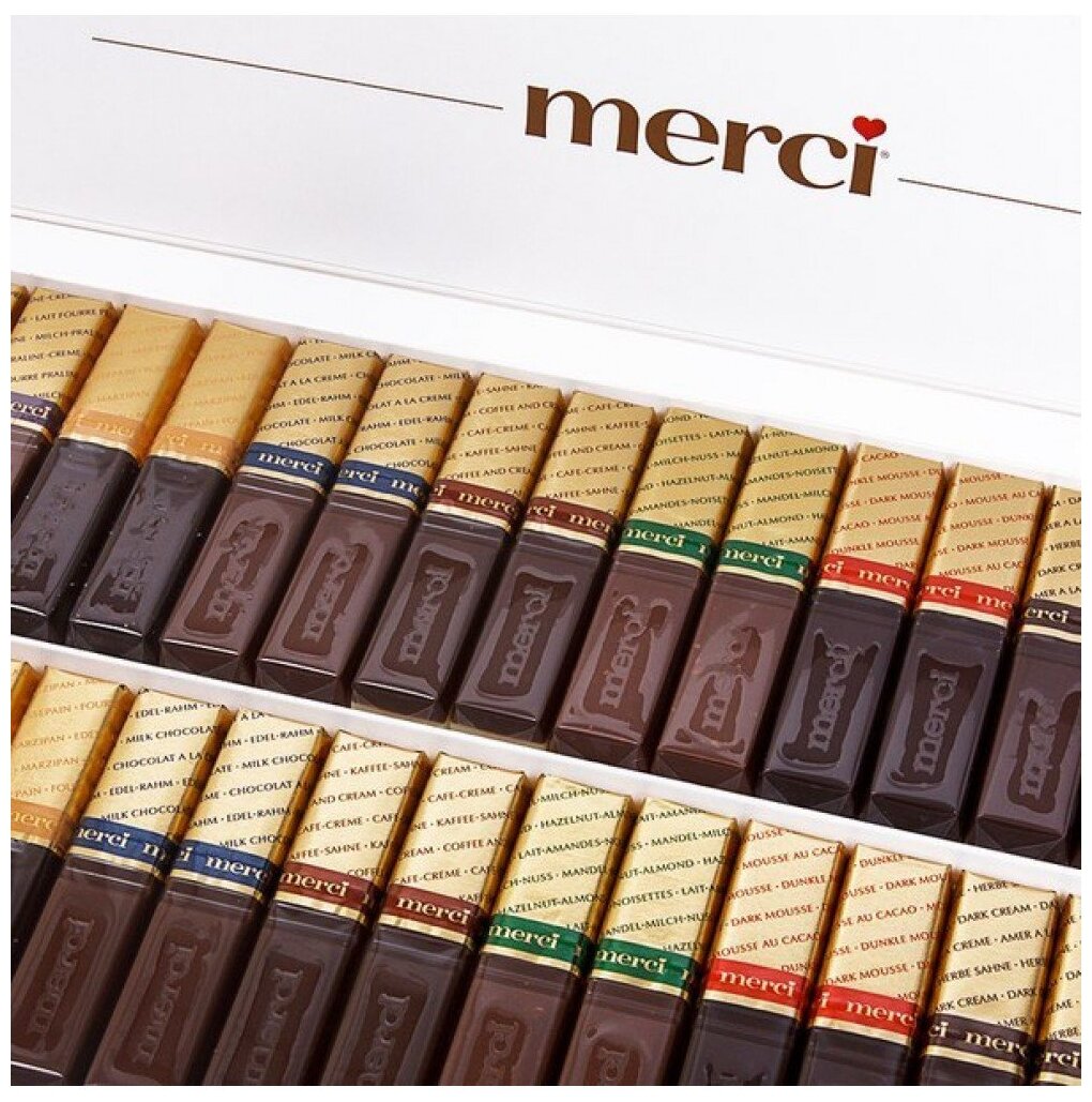 Набор шоколадных конфет Merci, ассорти, 400г, картонная коробка - фотография № 5