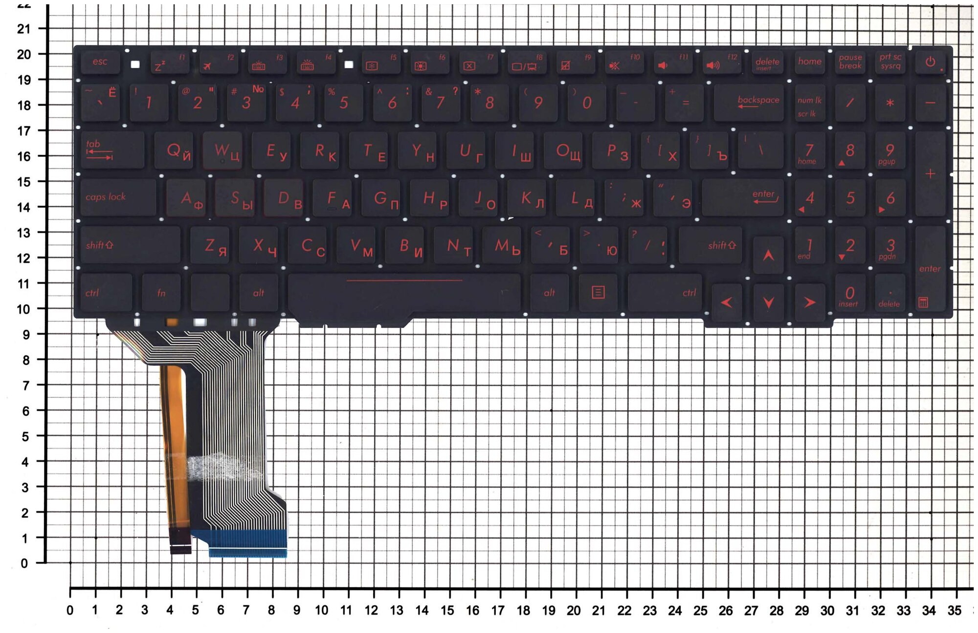 Клавиатура для ноутбука Asus FX553VD FX53VD FX753VD черная с красной подсветкой