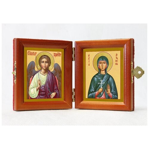 Складень именной Мученица Антонина Никейская - Ангел Хранитель, из двух икон 8*9,5 см