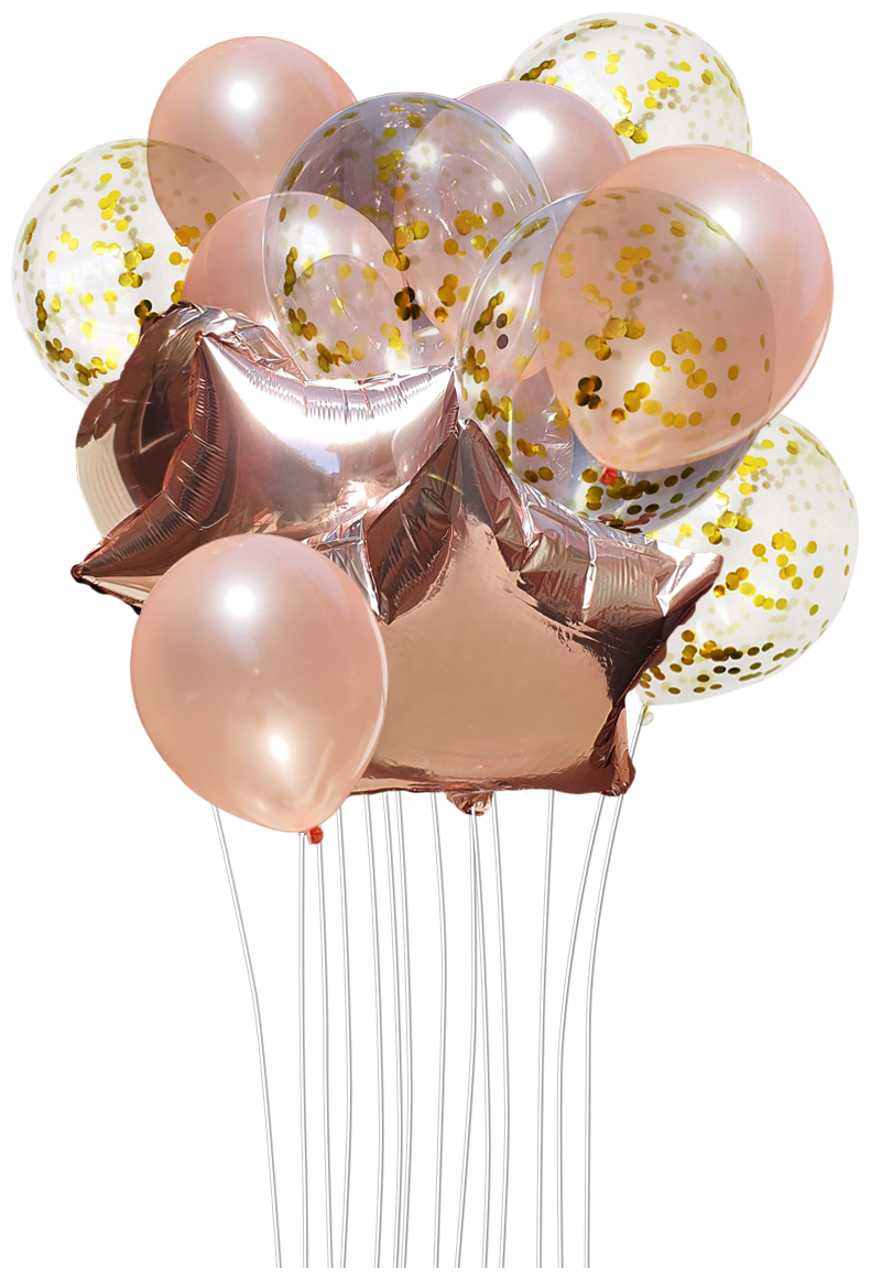 Фонтан из воздушных шаров 14 шт бронза / Набор из фольгированных и латексных воздушных шаров / Воздушные шары