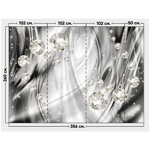 Фотообои флизелиновые обои 3D бриллианты на серебристом шелке 356 x 26 м 5722₽