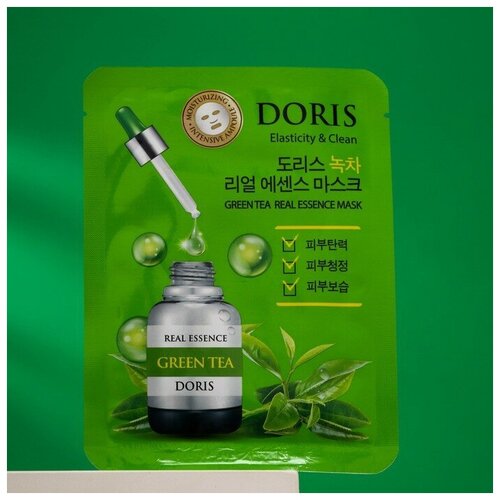 JIGOTT Маска DORIS GREEN TEA REAL ESSENCE MASK для лица тканевая, 25 мл