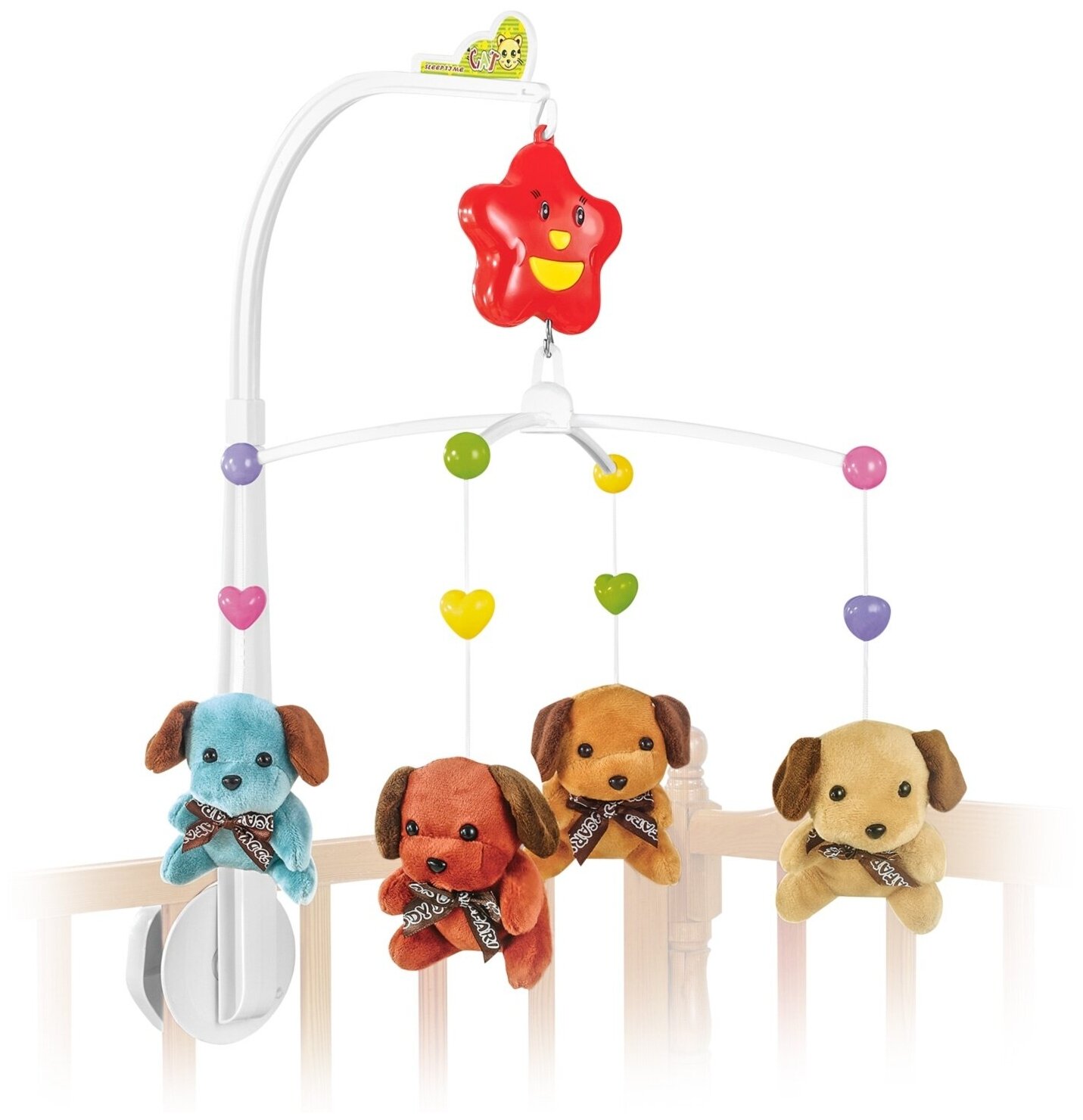Мобиль на кроватку Mioshi Baby "Собачки" (музыка, заводной, мягкие игрушки) (MBA0308-014)