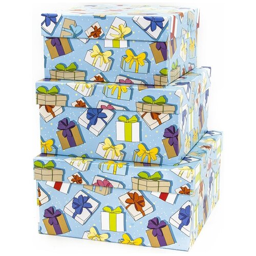 фото Набор коробок подарки-гифтики, голубой, 20*20*10 см, 3 шт. дон баллон