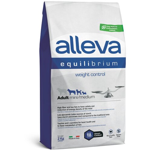 ALLEVA EQUILIBRIUM DOG для собак Weight Control Adult Mini/Medium взрослых для контроля веса 2 кг 3131 (2 шт)