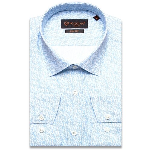 рубашка poggino размер 54 2xl голубой Рубашка POGGINO, размер (54)2XL, голубой