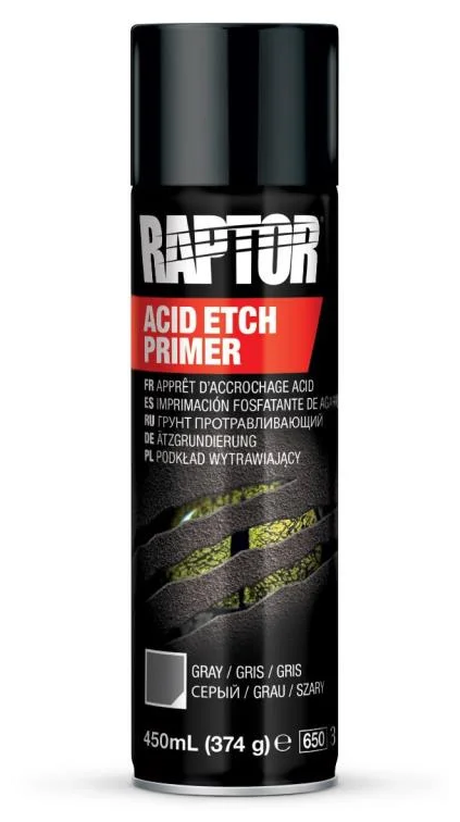 Грунт U-POL RAPTOR ACID ETCH Primer протравливающий кислотный аэрозоль (Spray) цвет серый 045 л