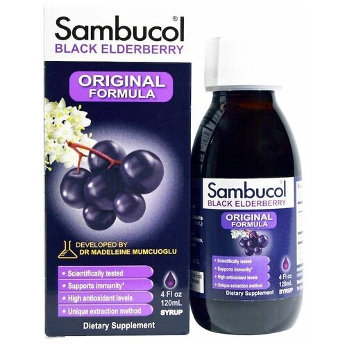 Sambucol Black Elderberry Syrup Immune System Support 120 мл Поддержка иммунной системы на основе черной бузины