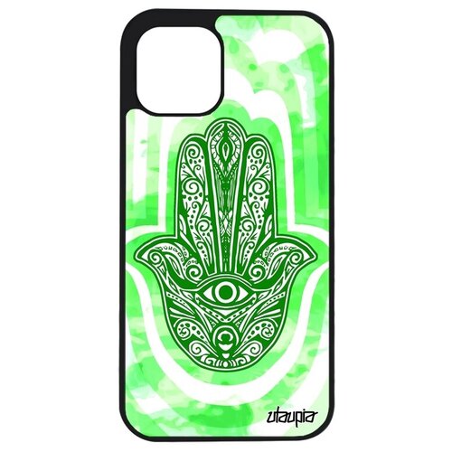 фото Качественный чехол на смартфон // iphone 12 mini // "амулет хамса" фетиш тора, utaupia, светло- зеленый