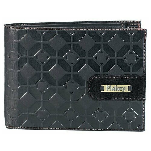 фото Мужской кожаный кошелек makey «соты» 042-08-03/1 цвет черный