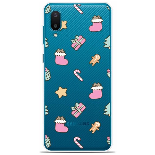 Силиконовый чехол на Samsung Galaxy A02 Узор новогодний / для Самсунг Галакси А02