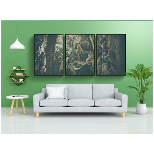 фото Набор модулных постеров для интерьера "взрослый, приключение, взбираться" 60x90 см. в тубусе, без рамки lotsprints