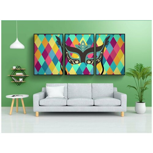 фото Набор модулных постеров для интерьера "алмаз, шаблон, маска" 60x90 см. в тубусе, без рамки lotsprints