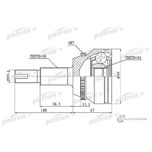 фото Шрус наружный с кольцом abs 30x62x26 abs 48t toyota camry acv40 gsv40 06 patron pcv1436