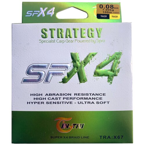 Плетенка шнур Strategy SPX4 оливковый 0.08 мм 7 кг 100 м