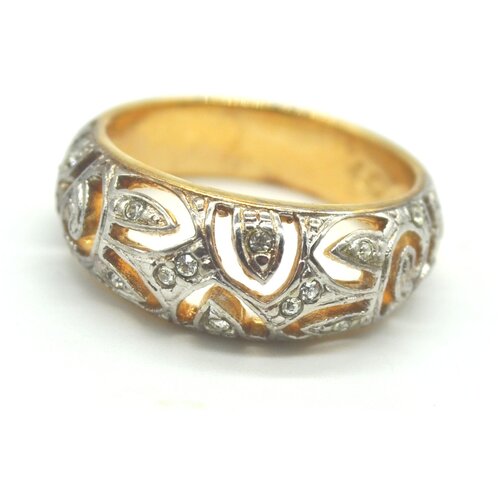 Позолоченное кольцо с кристаллами Кижи