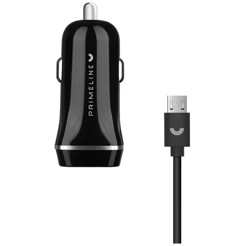 Автомобильное зарядное устройство USB 1A + кабель micro USB, Prime Line prime line автомобильное зарядное устройство prime line 2201 8 pin lightning 1a белый