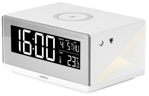 Часы с беспроводным зарядным устройством Rombica Timebox 2, белый