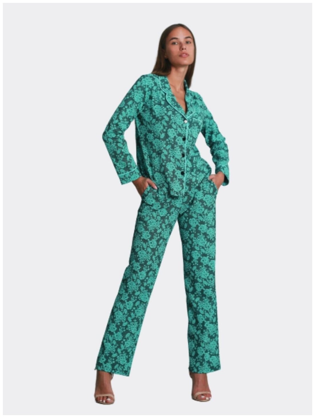 Домашний комплект домашняя одежда пижама женская со штанами с брюками и рубашкой для сна