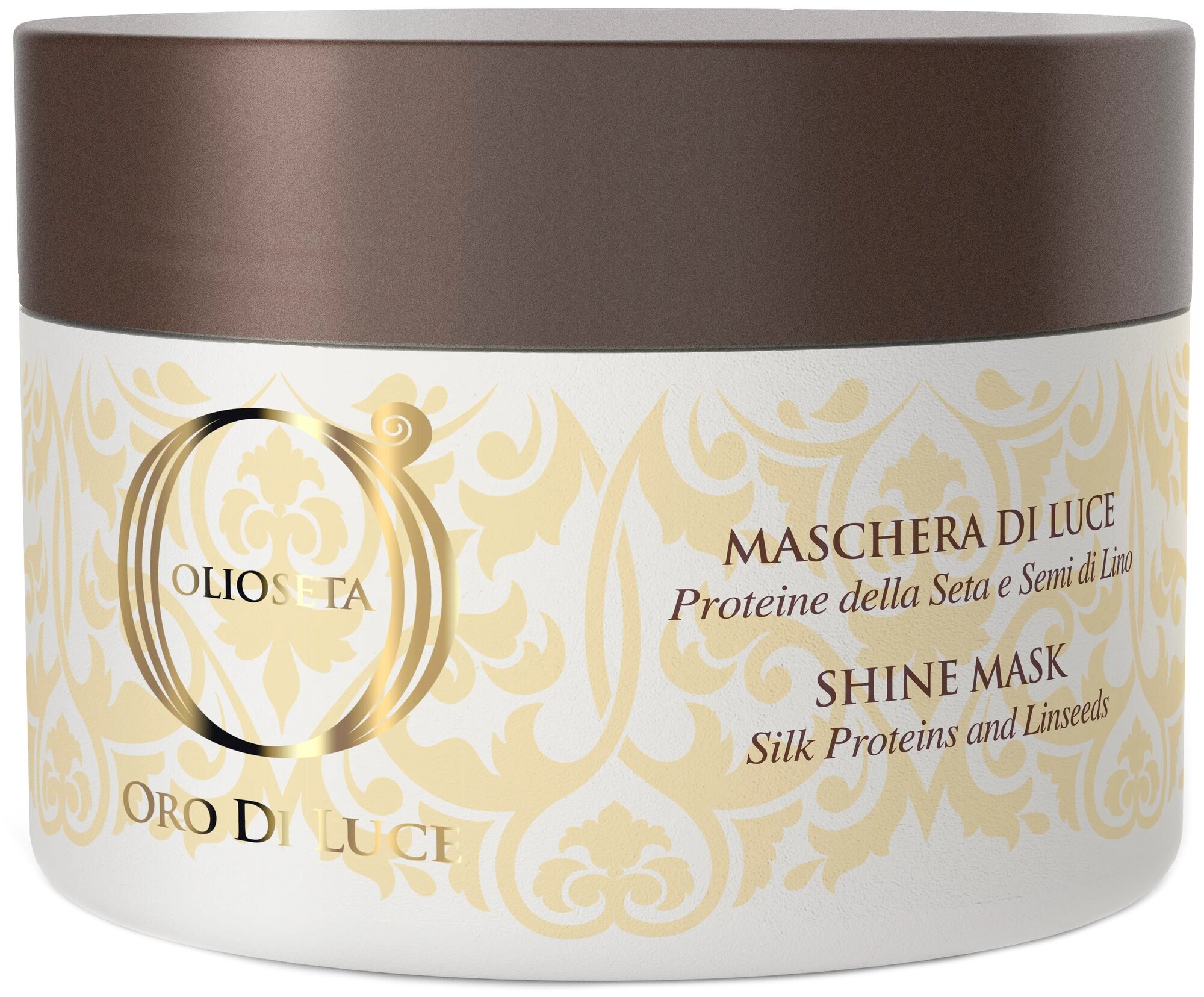 Barex Olioseta Oro Di Luce Маска-блеск с протеинами шелка и семенем льна Shine Mask для волос, 500 мл, банка