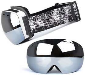 Горнолыжные очки для экстремальных видов спорта Анти-туман, со сменными линзами UV400, имеющие покрытие AntiFog. Цвет: White
