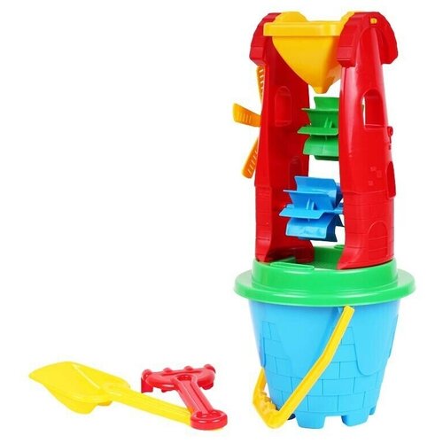 Набор для песочницы игрушки для песочницы технок (лопатка детская, грабли детские, ведерко для песочницы, мельница, сито)