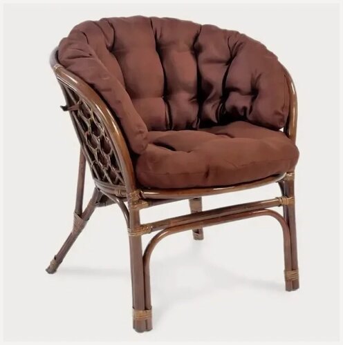 Изображение товара Кресло из натурального ротанга с большой кофейной подушкой Багама, цвет темно-коричневый