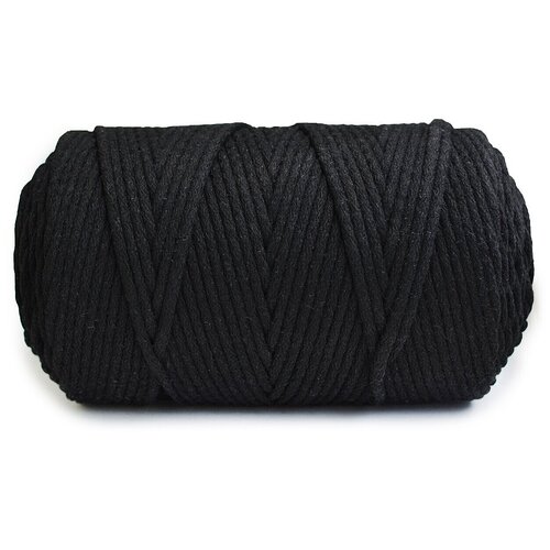 фото Пряжа узелки из питера шнур для рукоделия (вязания, макраме), 100 % хлопок, 840 г, 200 м, 1 шт., черный