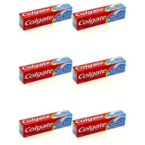 COLGATE Зубная паста свежее дыхание Крепкие зубы 100мл, 6 штук зубная паста свобода семейная свежее дыхание 124гр 1 шт